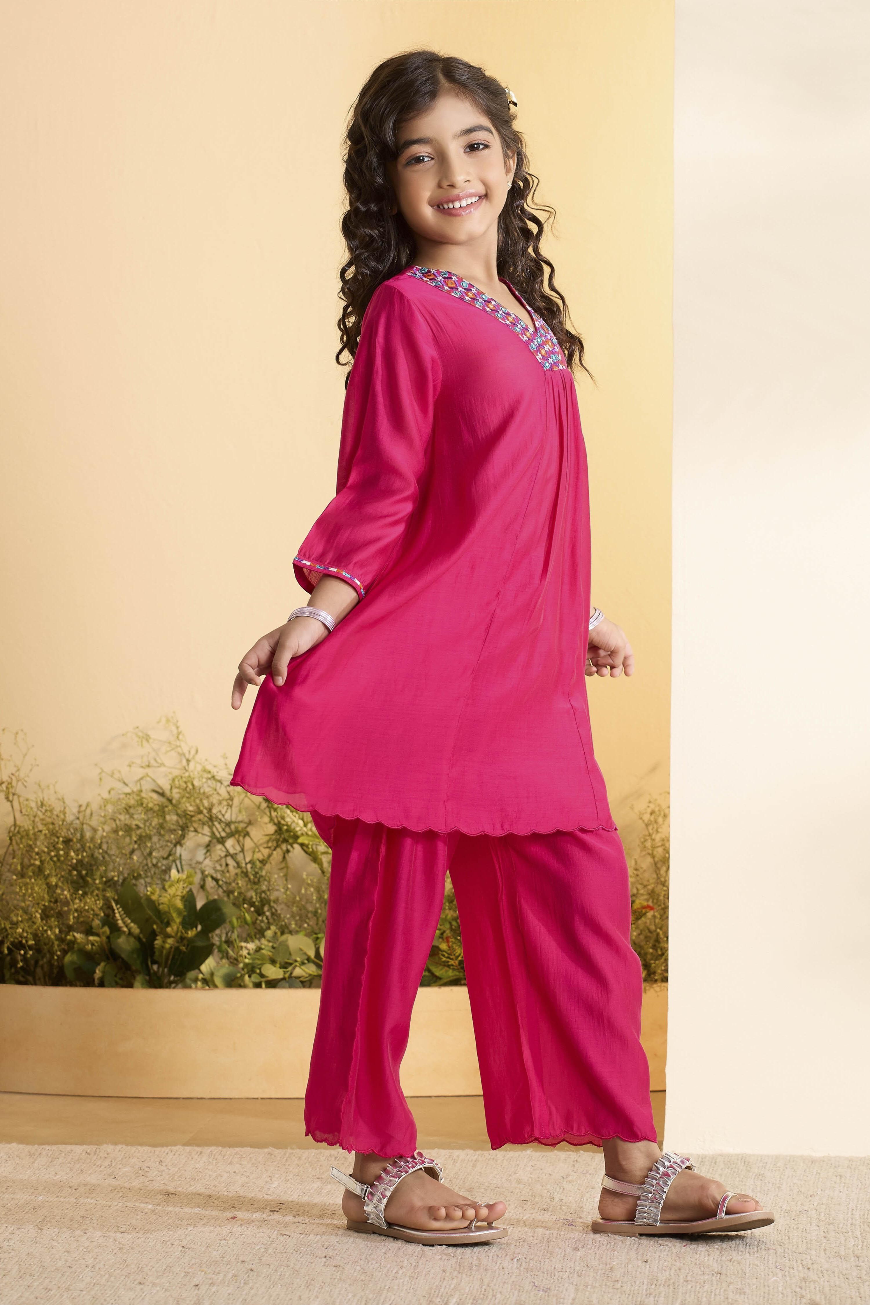 Pink Yoke Design A-Line Kurta Set image number 5