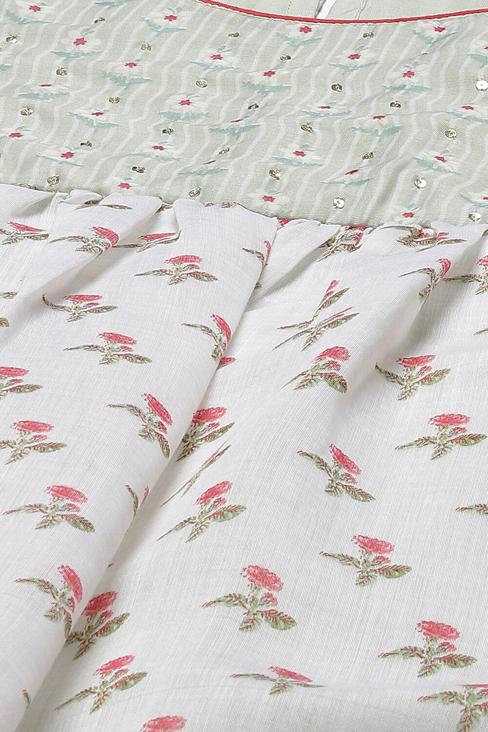 Green Art Silk Flared Kurta image number 1