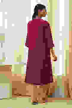 Red Foil Printed Straight Kurta image number 3