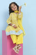 Yellow Cotton Printed A-Line Suit Set