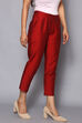 Maroon Poly Viscose Pants image number 3