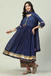 Blue Cotton Anarkali Kurta Palazzo Suit Set image number 5