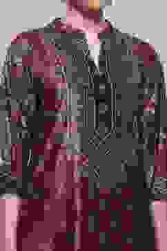 Rust Polyester Straight Printed Suit Set image number 1