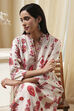 Ecru and Pink Printed Straight Kurta image number 1