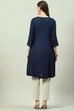 Indigo Rayon A-Line Solid Dress image number 3