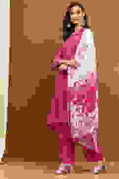 Pink Modal Bandhani Printed A-Line Suit Set image number 3