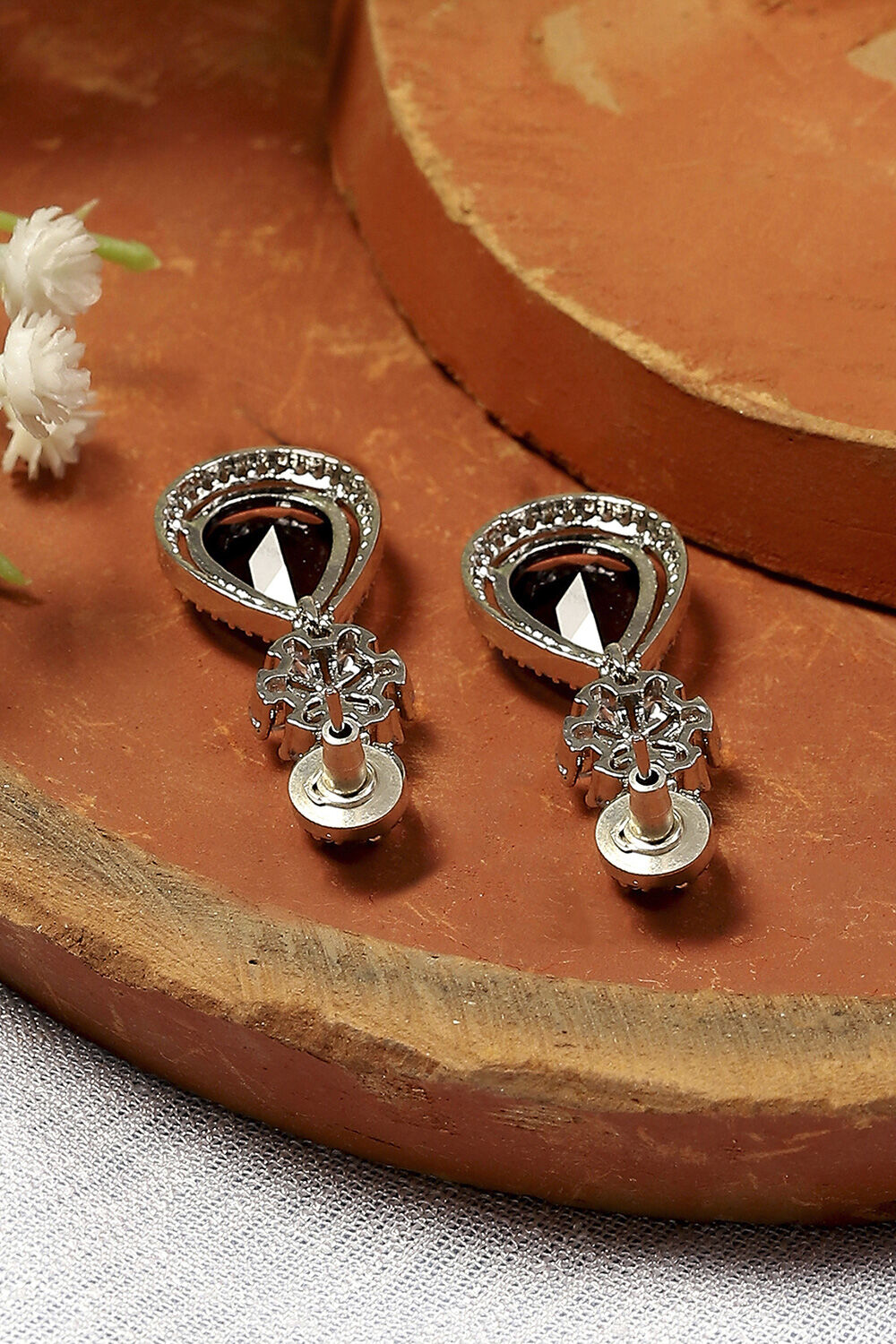 Purple Stone Embellished Earrings image number 2