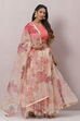 Coral Cream Poly Cotton Lehenga Set image number 6