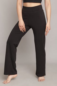 Black Knitted Cotton Blend Yoga Pants image number 4