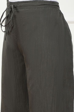 Grey Jacquard Solid Straight Palazzo Pants image number 1