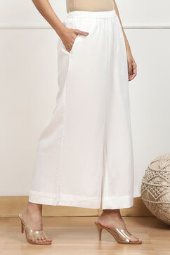White Viscose Solid Straight Palazzo image number 3