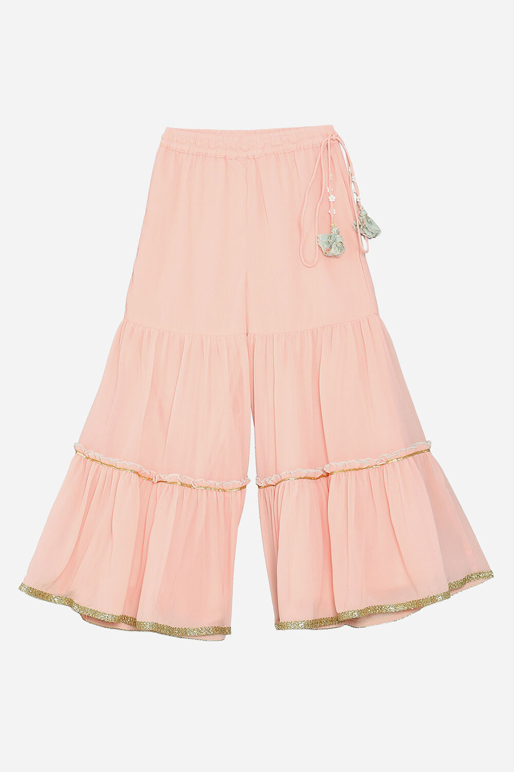 Aqua Blue and Pink Embroidered Peplum Suit Set image number 2