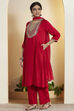 Black Viscose Rayon Yoke Design Straight Kurta Set image number 4
