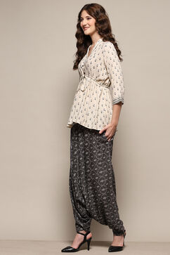 Charcoal Rayon Asymmetric Kurta Set image number 3