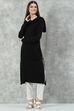 Black Acrylic Straight Scarf Set Yarndyed Kurta image number 6