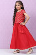 Red Art Silk Straight Lehenga Set image number 3