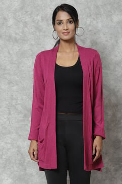 Pink Berry Straight Acrylic Solid Shrug image number 2