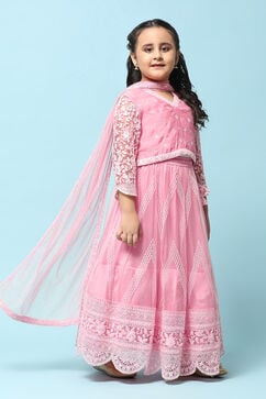 Pink Poly Viscose Embroidered Suit Set image number 6