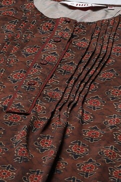 Brown Art Silk Straight Kurta Palazzo Suit Set image number 1