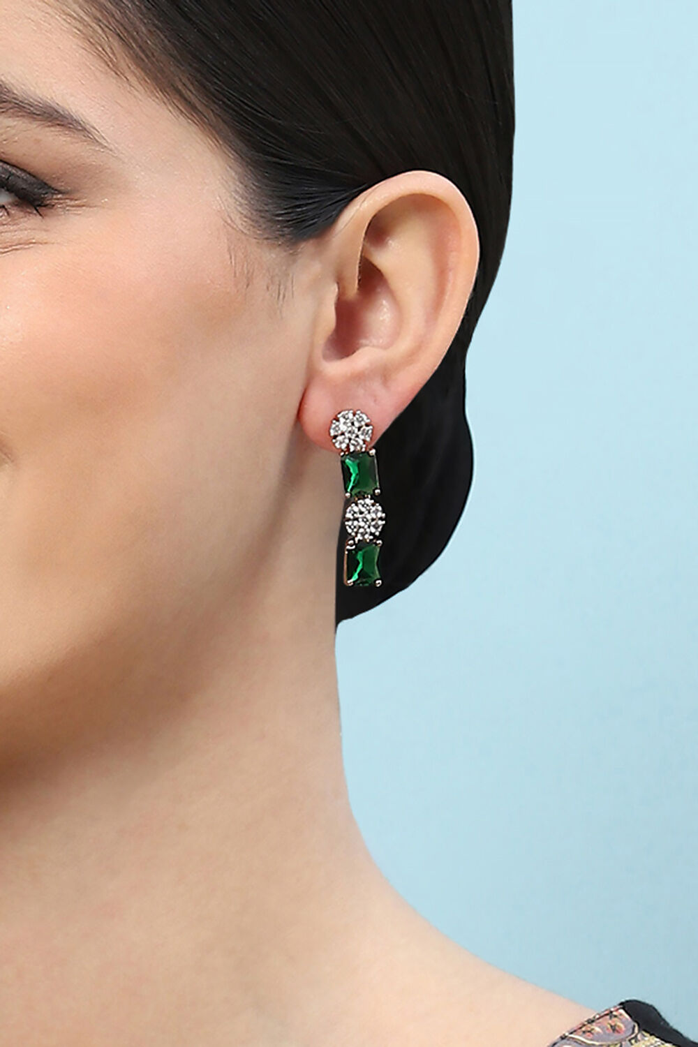 Green Brass Earrings image number 1