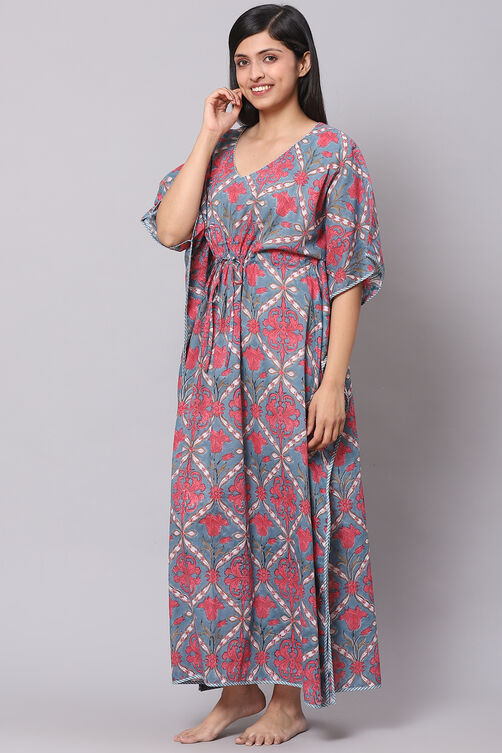 Grey Straight Poly Viscose Printed Sleepwear image number 0