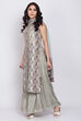 Moss Green Cotton Silk Straight Kurta Sharara Suit Set image number 3
