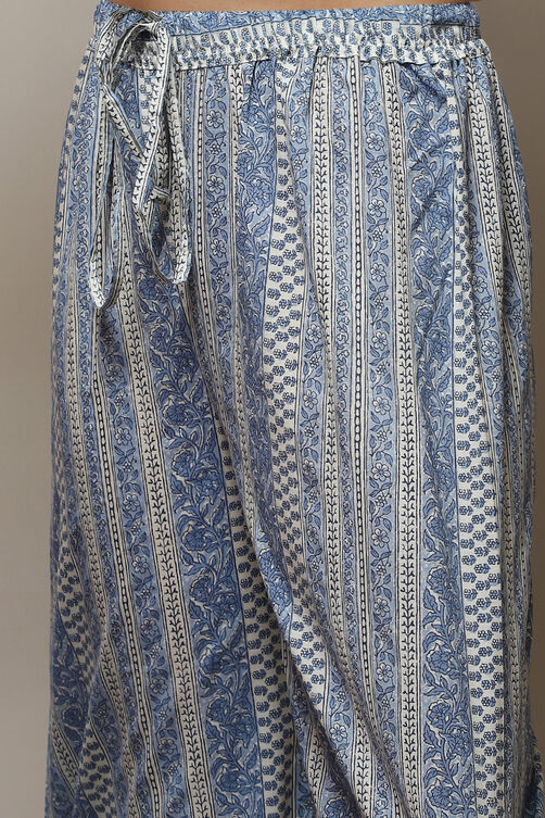 Blue Cotton Printed Unstitched Suit Set image number 3