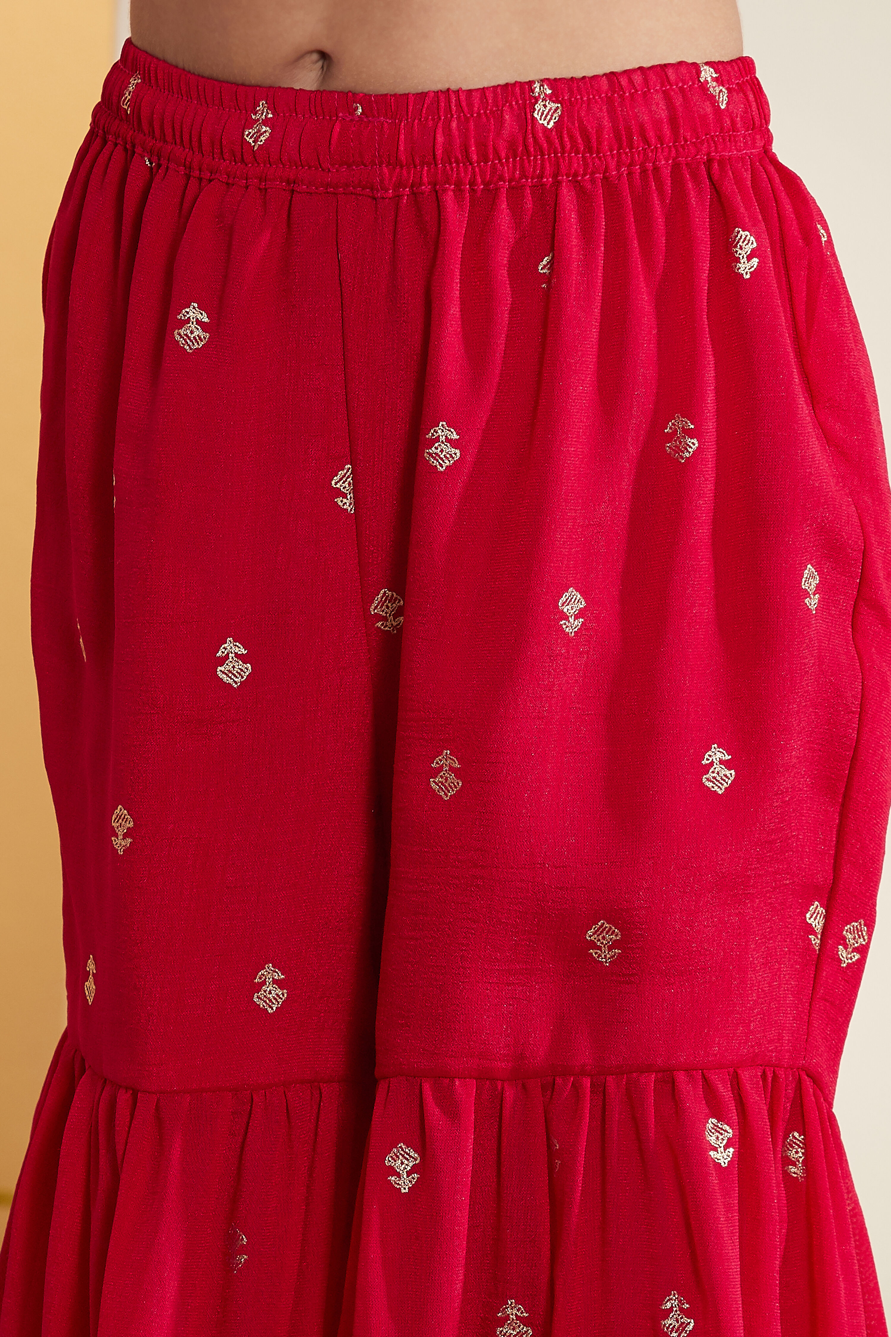 Red Ethnic Motifs Garara Kurta Set image number 2