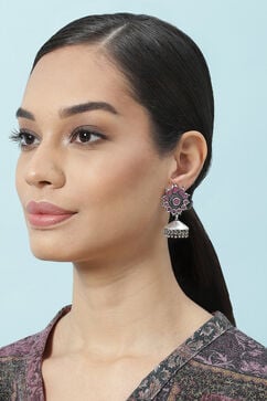 Oxidised Pink Brass Earrings image number 3
