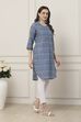 Indigo Blue Geometric Printed Straight Kurta image number 4
