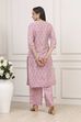 Pink Cotton Blend Straight Kurta Palazzo Suit Set image number 5
