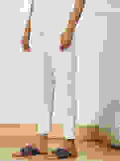 Cream Poly Viscose Slim Yarndyed Pants image number 2