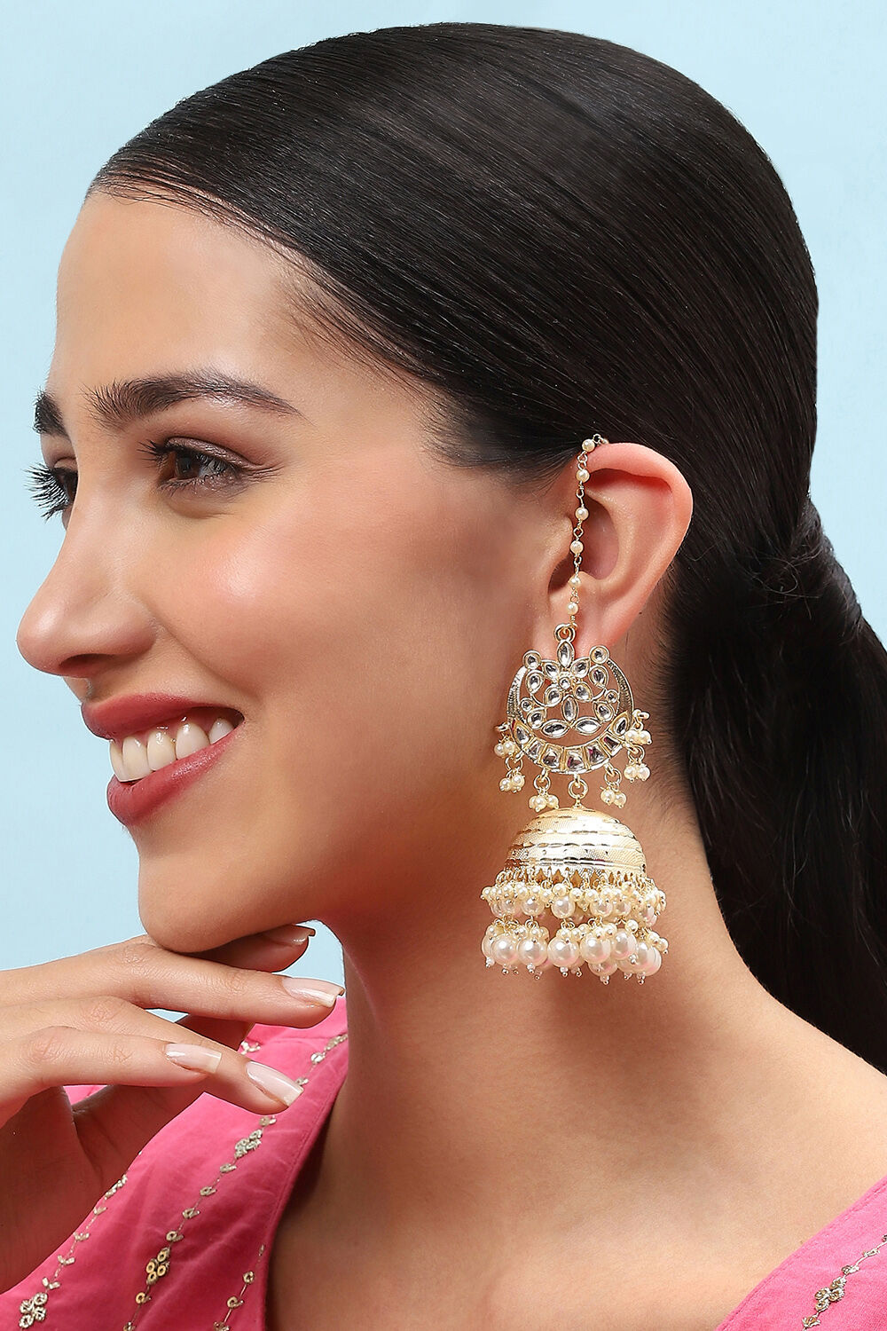 Gold Brass Earrings image number 1