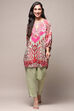 Green Modal Blend Straight Printed 2 Piece Set image number 6