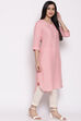 Blue Cotton Solid Kurti image number 3