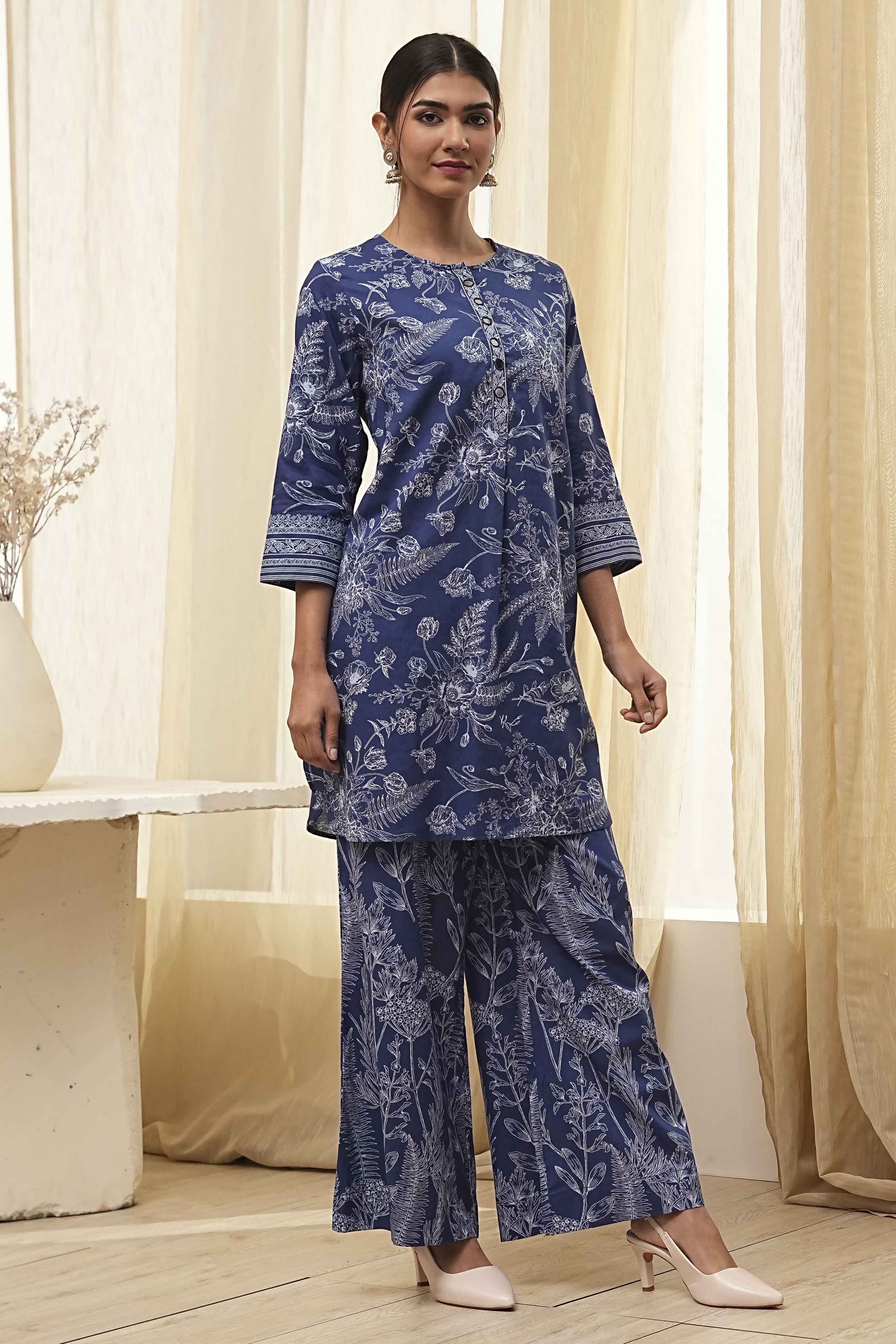 Indigo Pure Cotton Floral Co-ord Set image number 5
