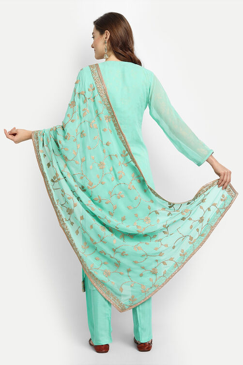 Green Georgette Easy Stitch Suit Set image number 6