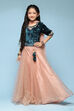 Teal & Pink Viscose Flared Solid Lehenga Set image number 5