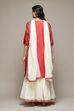 Red & Off White Cotton Blend Straight Kurta Suit Set image number 4