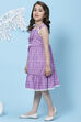 Purple Cotton A-Line Printed Dress image number 2