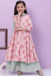 Pink Cotton Anarkali Straight Kurta Palazzo Suit Set image number 7