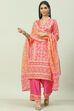 Fuschia Viscose Straight Kurta Palazzo Suit Set image number 7