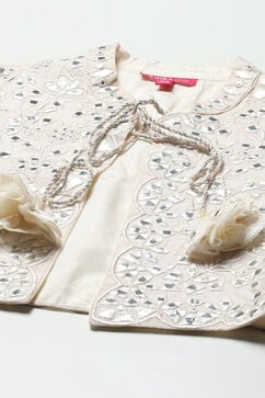 Ivory Cotton Blend Flared Kurta Churidar Suit Set Suit Set image number 1