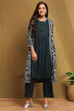 Turquoise Rayon Straight Set image number 6