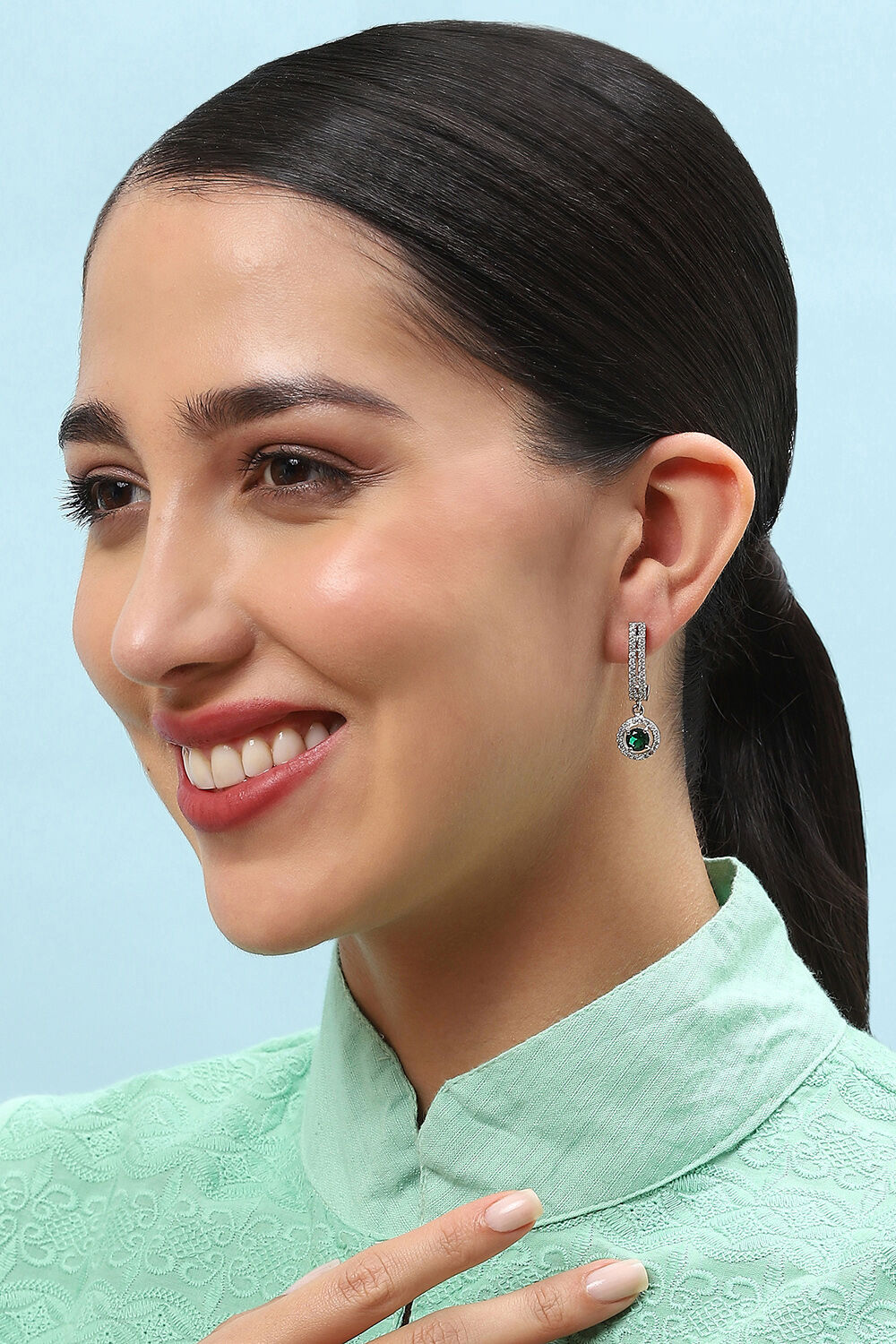 Green Brass earrings image number 1