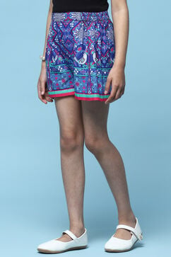 Blue Cambric Straight Shorts image number 2