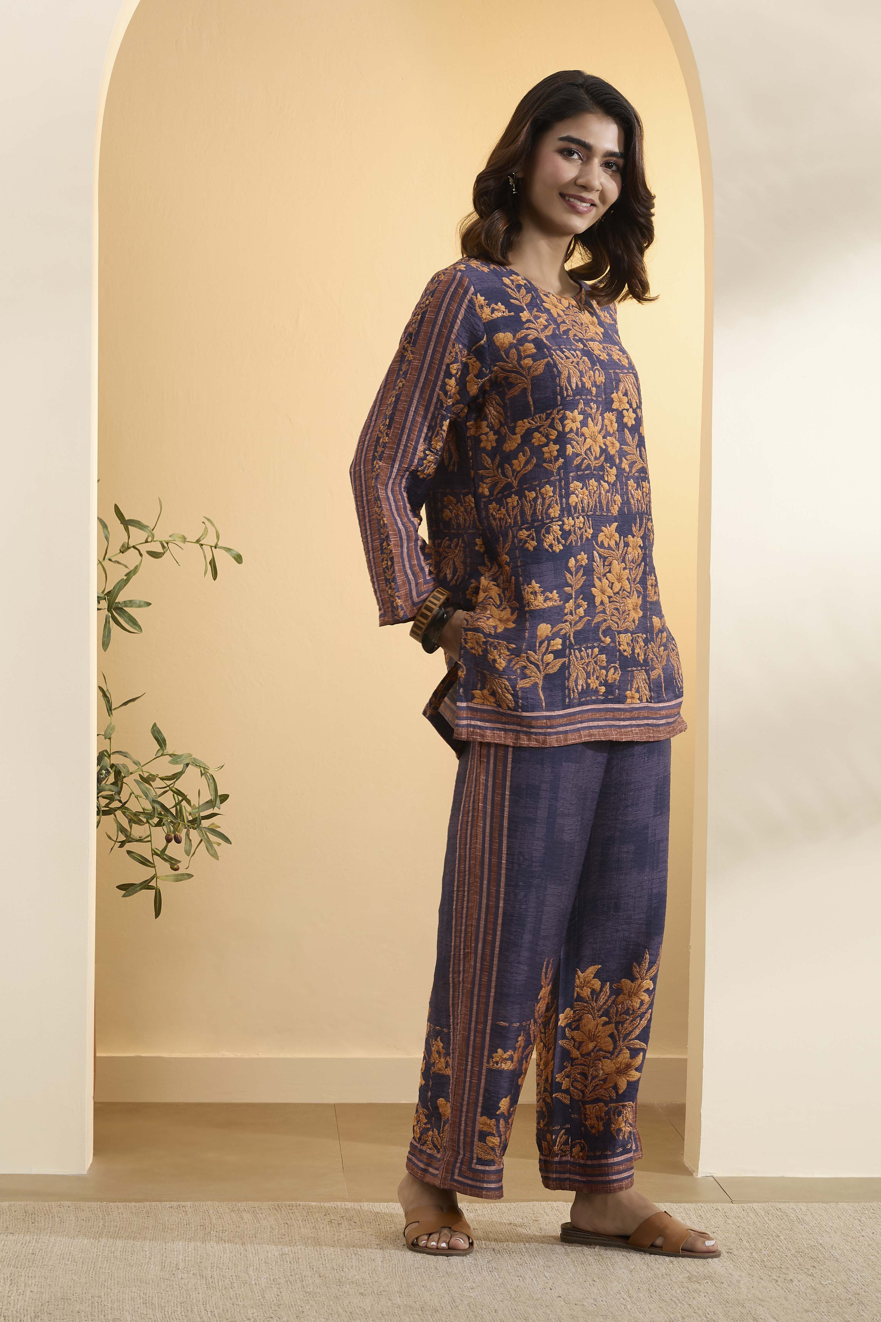 Violet Nylon Viscose Printed Co-ord Set image number 5