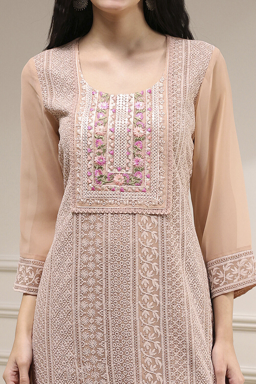 Pch Cotton Schiffly Unstitched Suit Set image number 2