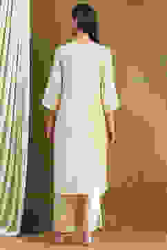 Off White Viscose Blend Straight Set image number 4