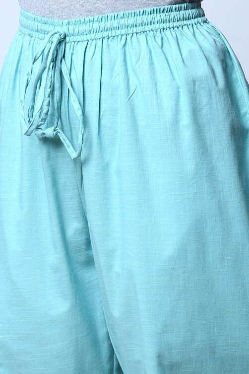 Mint Green Art Silk Straight Kurta Relaxed Pant Suit Set image number 8